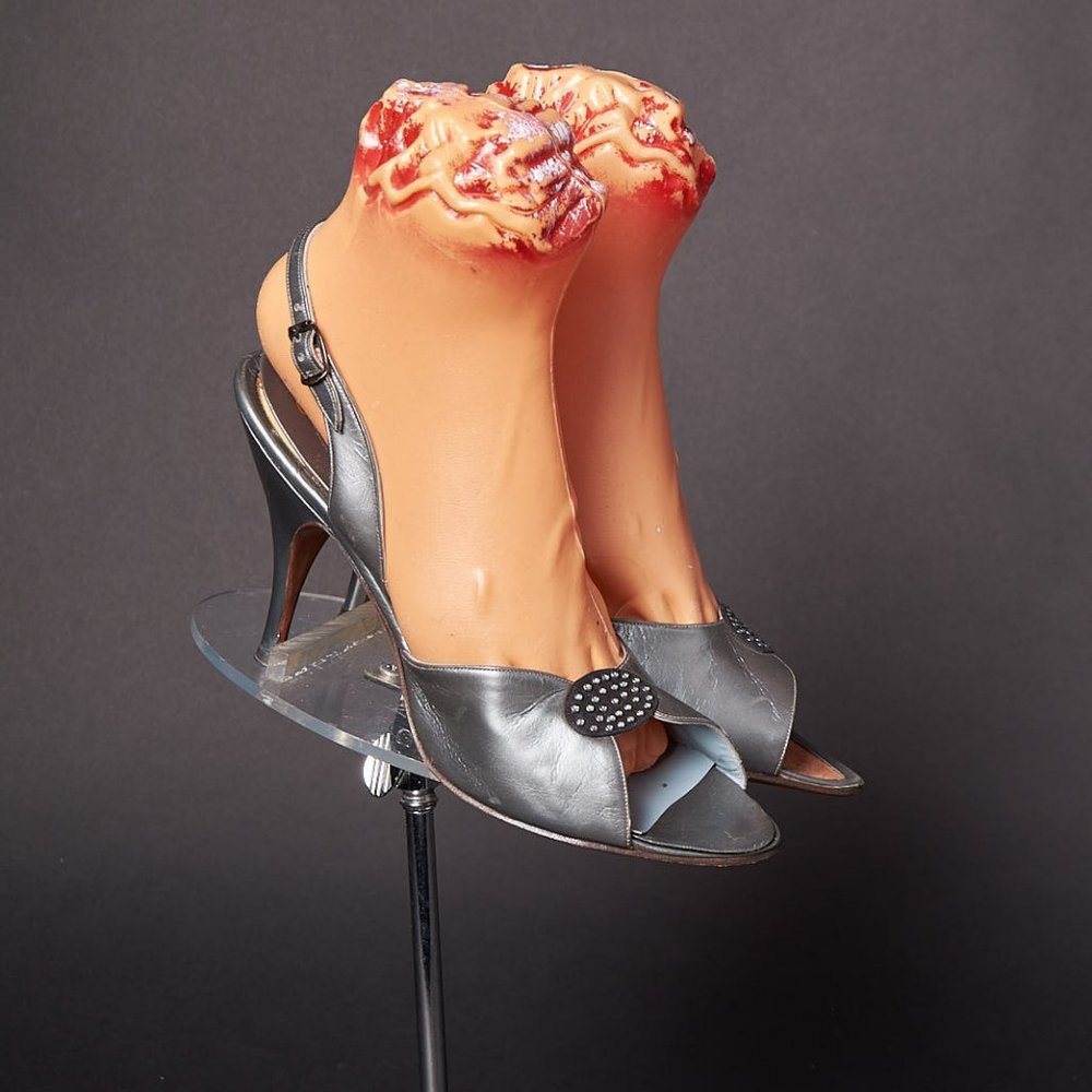 1950s Pin Up Peep Toe Silver Heels